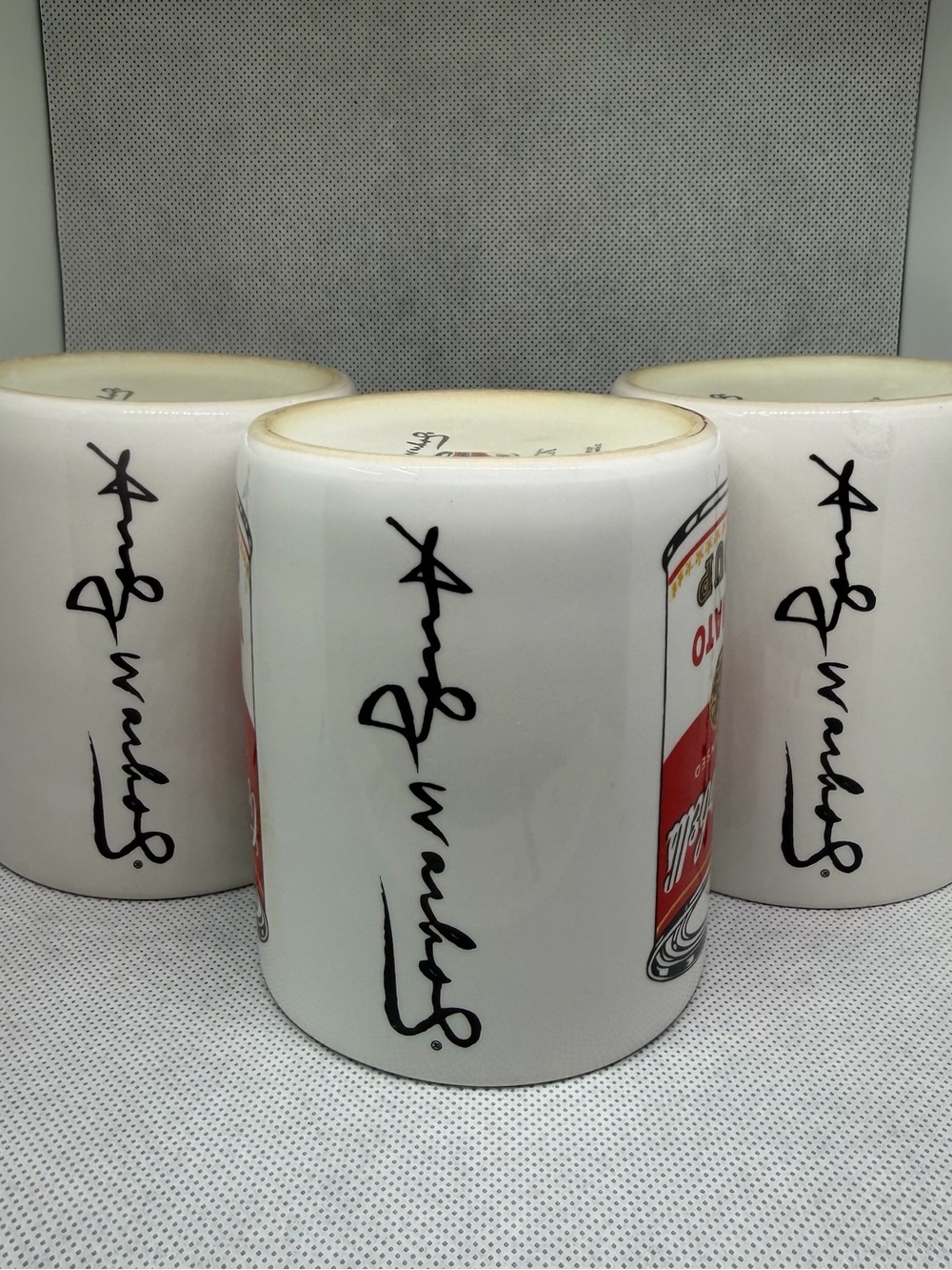 Vintage Andy Warhol Block Pop Campbell's Soup Mug Set Of 3 - Picture 5 of 7